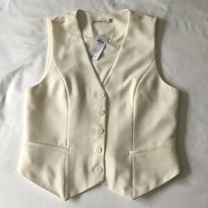 Abercrombie & Fitch Cream Button-Up Vest